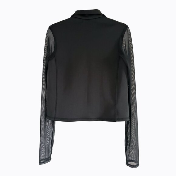 Noli Yoga Cora Scuba Jacket Sz M Black Mesh Sleeve Athleisure Sporty Goth Moto - Picture 2 of 6